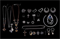 Silver-tone Necklaces, Pendants, Rhinestones