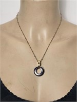 Stainless Steel Disk with Cubic Zirconia Necklace