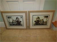 2 Elephant Prints in Frames 24" x 28"