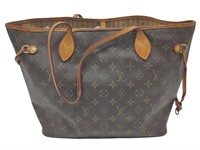 Brown Monogram Leather Caramel Accents Large Tote