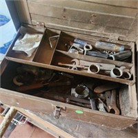 Metal Tool box with Wrenches and Misc