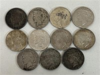(11) SILVER PEACE DOLLARS COINS