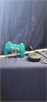 green PS 2 controller with retractable cord