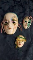 3 porcelain mask 6 in tall and 3 and 1/2 in tall