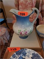 BLUE DECORATED FLORAL PITCHER
