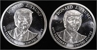 (2) 1 OZ .999 SILVER DONALD TRUMP ROUNDS