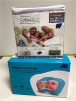 SafeRest mattress protector and massage pillow