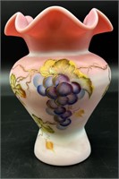 Beautiful Fenton Hp Blue Burmese Vase 111/1950 Hp