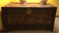 Carved wooden chest