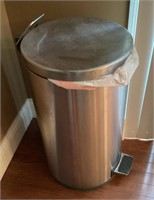Round stainless steel step-on trash can