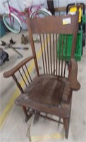 ANTQUE PRESSBACK WOOD  ROCKING CHAIR