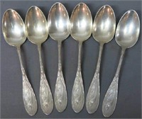 SET OF SIX VICTORIAN STERLING SILVER TABLESPOONS