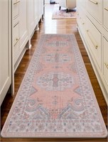 Kitchen Rug Runner for Hallway Washable Pink Stain