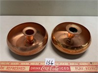 TWO FUN COPPER CANDLE STICK HOLDERS