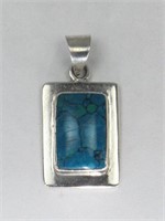 TURQUOISE LIKE STONE IN STERLING SILVER PENDANT