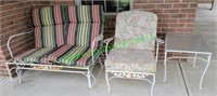 Wrought Iron Glider, Arm Chair, & Table