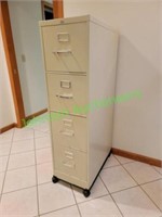 Four Drawer metal File Cabinet on Wheels