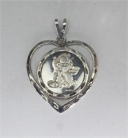 GARFIELD COIN 1/10 OZ 999 SILVER IN HEART PENDANT