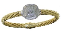 Yurman Style Diamond Designer Bangle Bracelet
