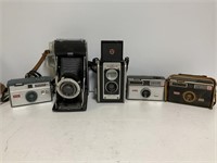 5 Kodak Cameras, Tourist, Duaflex, 3 Instamatic’s