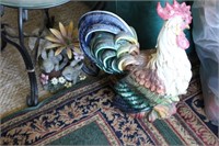 Lot with Animal Statues, Faux Flowers, & Clock