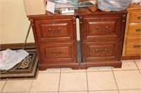 Pair of Nice Oak Grain 2-Drawer Locking Files