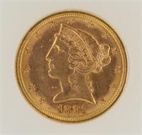 1881 Half Eagle ICG MS63 Liberty Head $5