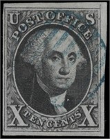 US stamp #2 Used F/VF blue xcl, APS cert CV $875