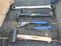 hammer,kobalt plyers & large wrench