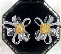 Natural yellow diamond earrings in 18k gold