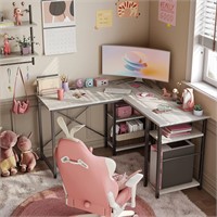 Bestier L Shaped Desk with Shelves  75 Inch