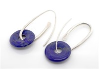 Lapis lazuli disc & silver earrings
