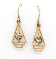 Art Deco grill rose gold drop earrings