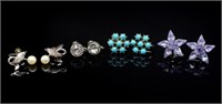 Four pairs of good costume jewellery ear clips
