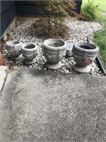 4-Concrete Flower Pots