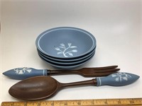 Tulip Design Bowls (4) Spoon and Fork
