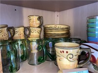 Green coffee mugs, matching coffee mugs and