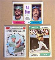 3 Topps Reggie Jackson 1970, 1974 AS 1974