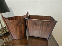 Pair of Vintage Wood Garbage Cans