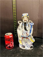 Chinese Painted Fu Lu Shou Wealth Porcelain Statue