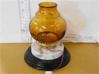 MARBLE AND GLASS LANTERN/CANDLE