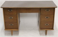 Mid-century kneehole desk, 6 drawers