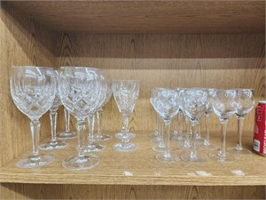 6 Gorham Lady Anne Crystal wine glasses,  2