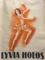 French Linen-Backed Poster of Dancer by Paul Colin