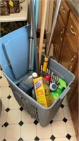 Hamper Full Of Cleaning Supplies