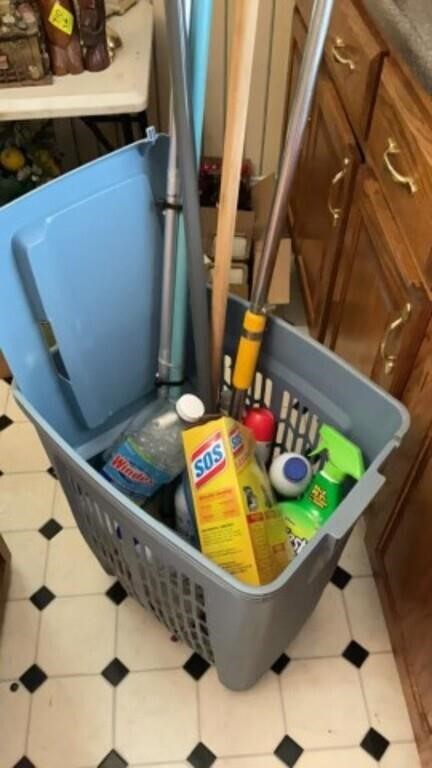 Hamper Full Of Cleaning Supplies