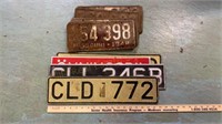 6 1940s License Plates & 3 Foreign Plates