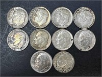 1956-60 Roosevelt Dimes (10 coins)