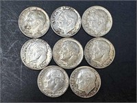 1961-64 Roosevelt Dimes (8 coins)