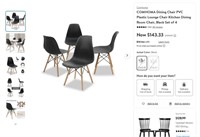 N7100  Black Plastic Dining Chairs Set of 4
